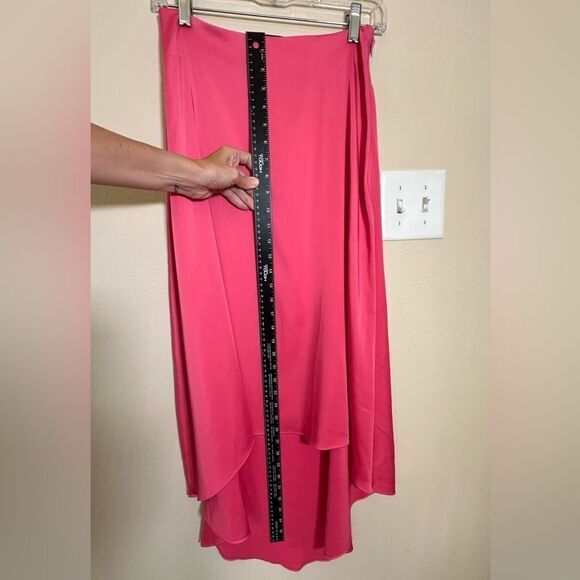 House of Lancry women’s skirt Size XS Barbie pink high low hem midi satiny flowy - Picture 7 of 8